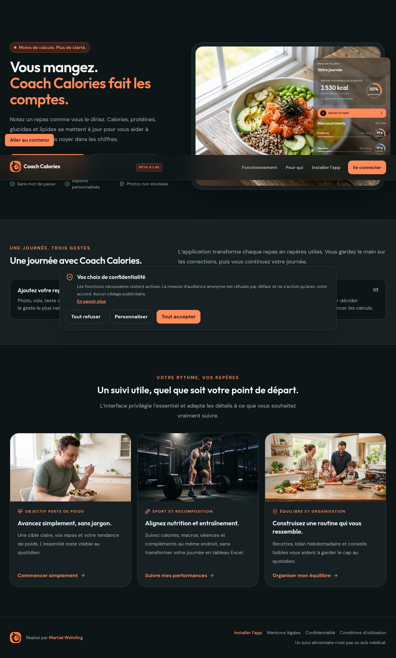 Aperçu de Coach Calories